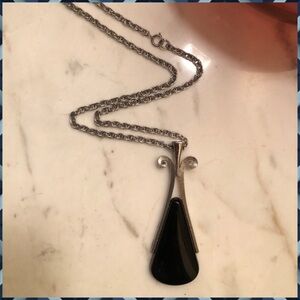 Silver and Black Pendant Necklace